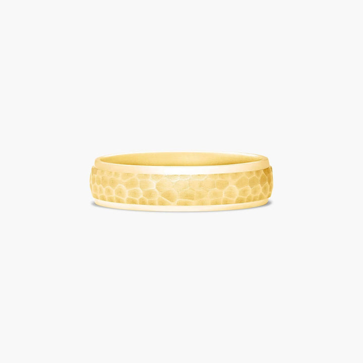 Hammered Finish Gold Band — Men&