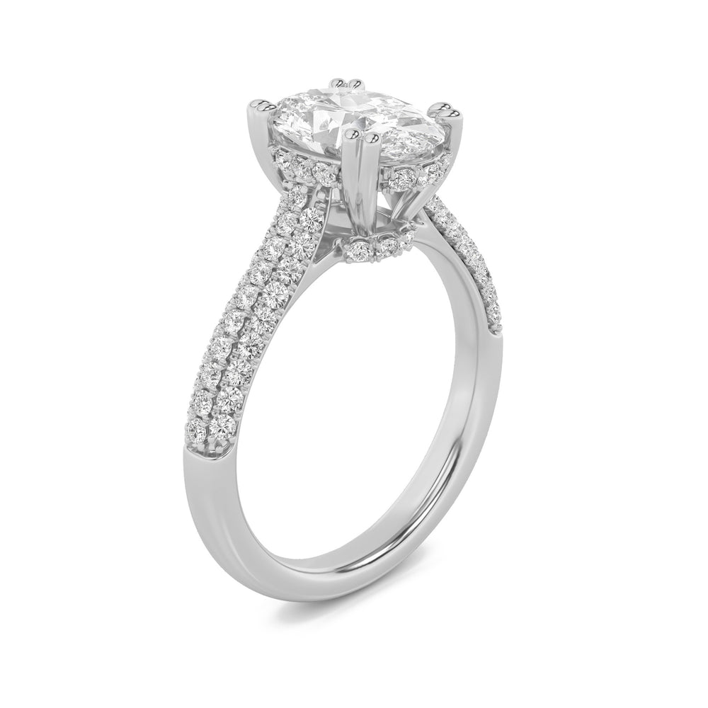 Hidden Halo Oval — 3D Diamond Band — alt