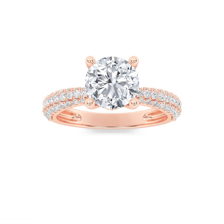 Three-Stone Round Pavé in Rose Gold