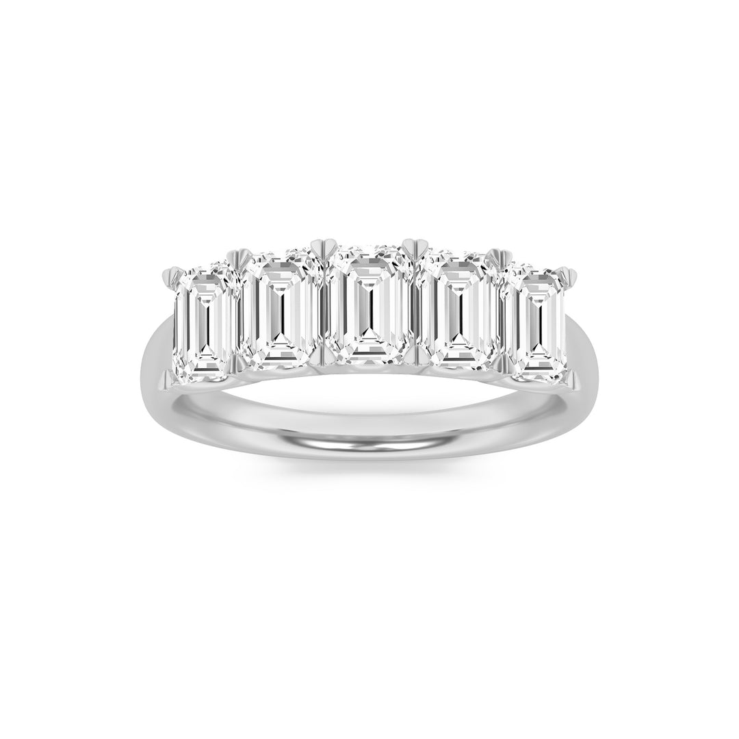 Five Stone Emerald Cut Anniversary Ring