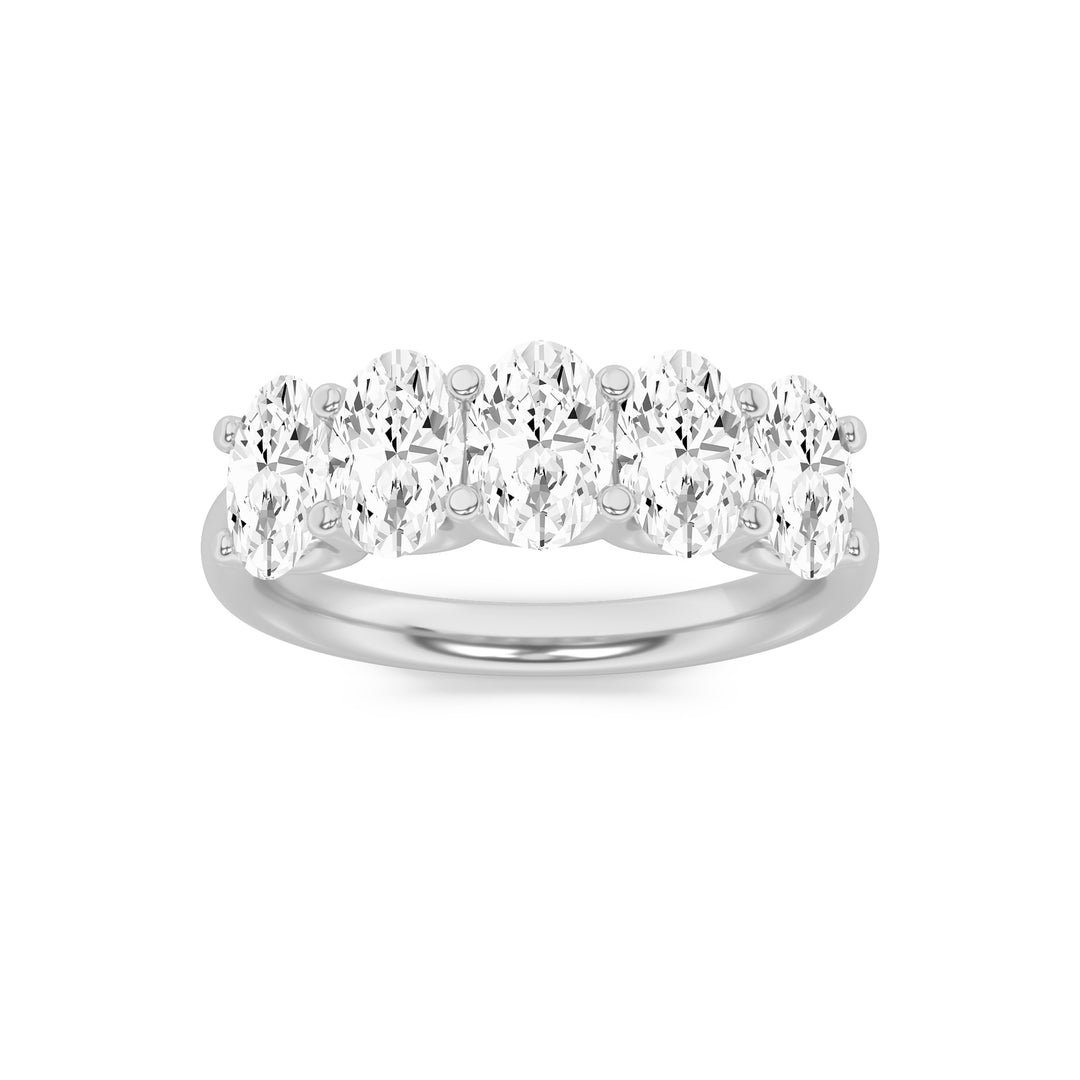 Five Stone Oval Anniversary Ring in White Gold