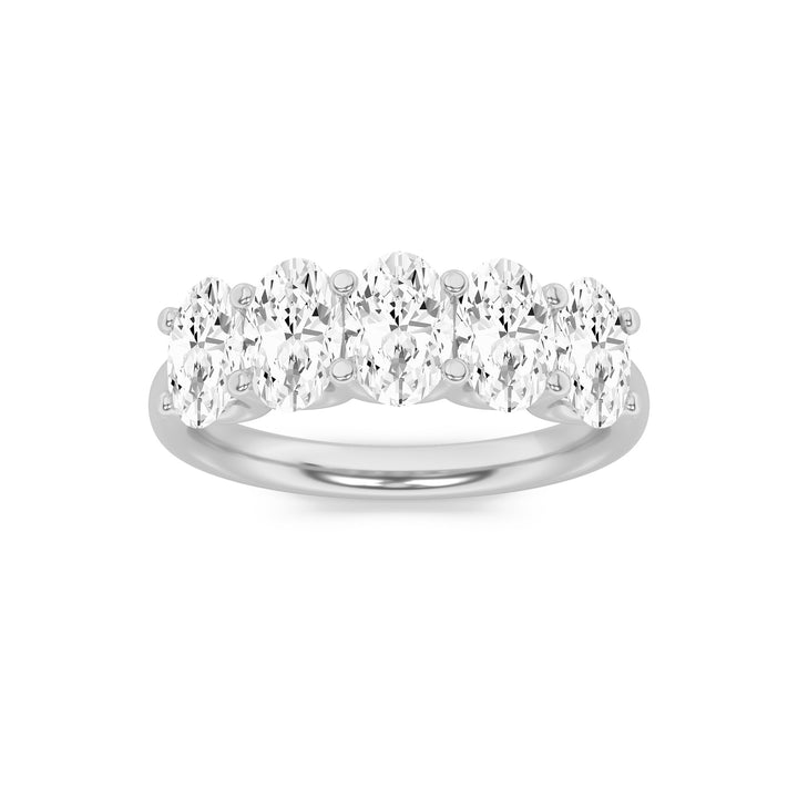 Five Stone Oval Anniversary Ring in White Gold