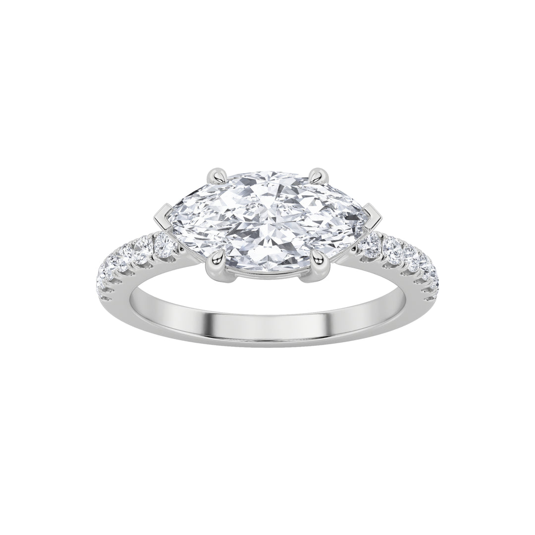 Marquise Vintage Vine Side Stone in White Gold