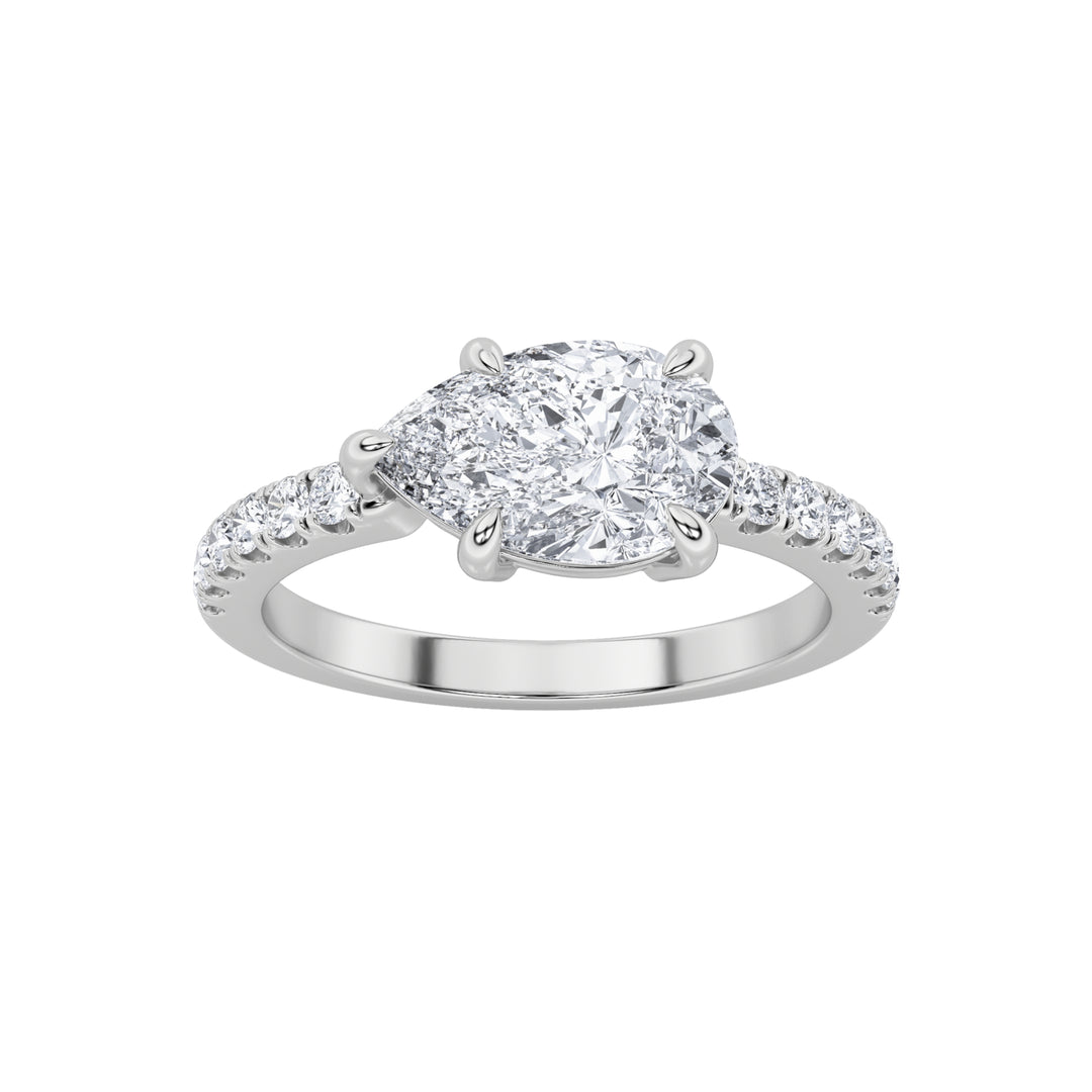 East-West Pear Setting in White Gold