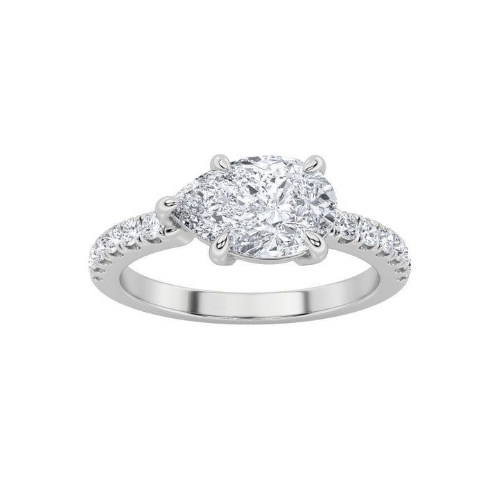 East-West Pear Setting in White Gold