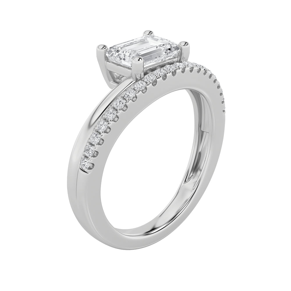 Diamond Halo Pavé Side Solitaire — alt
