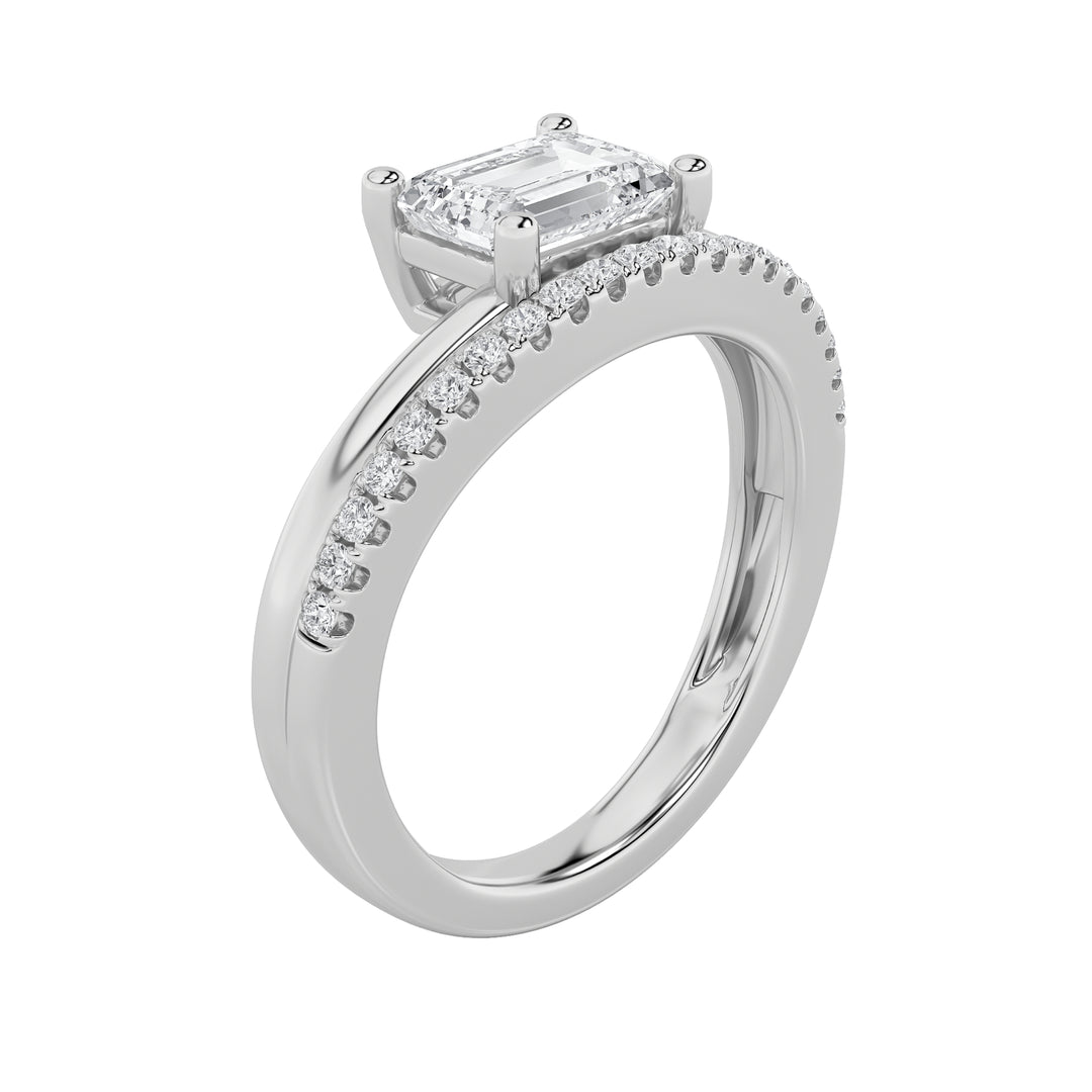 Diamond Halo Pavé Side Solitaire — alt