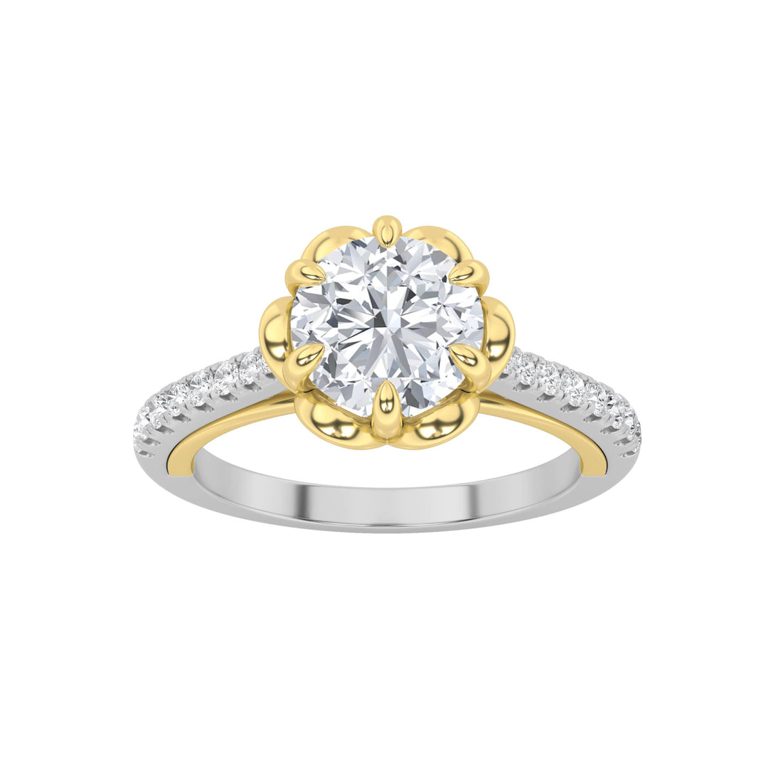 Diamond Halo Pavé Side Solitaire