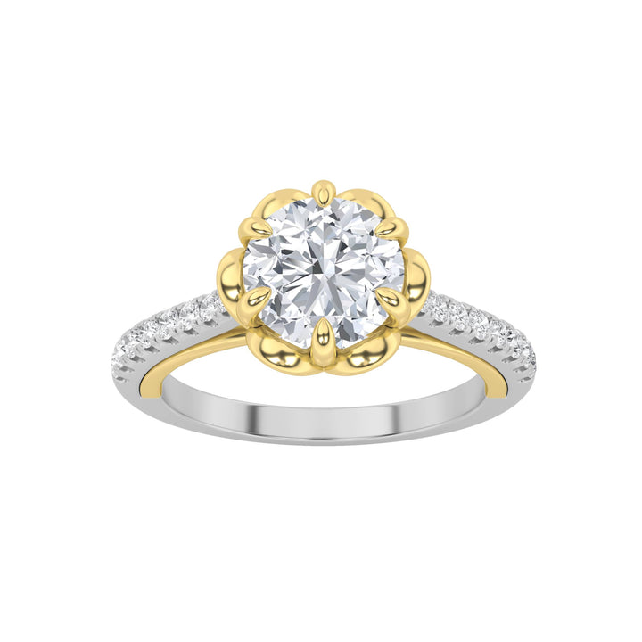 Diamond Halo Pavé Side Solitaire