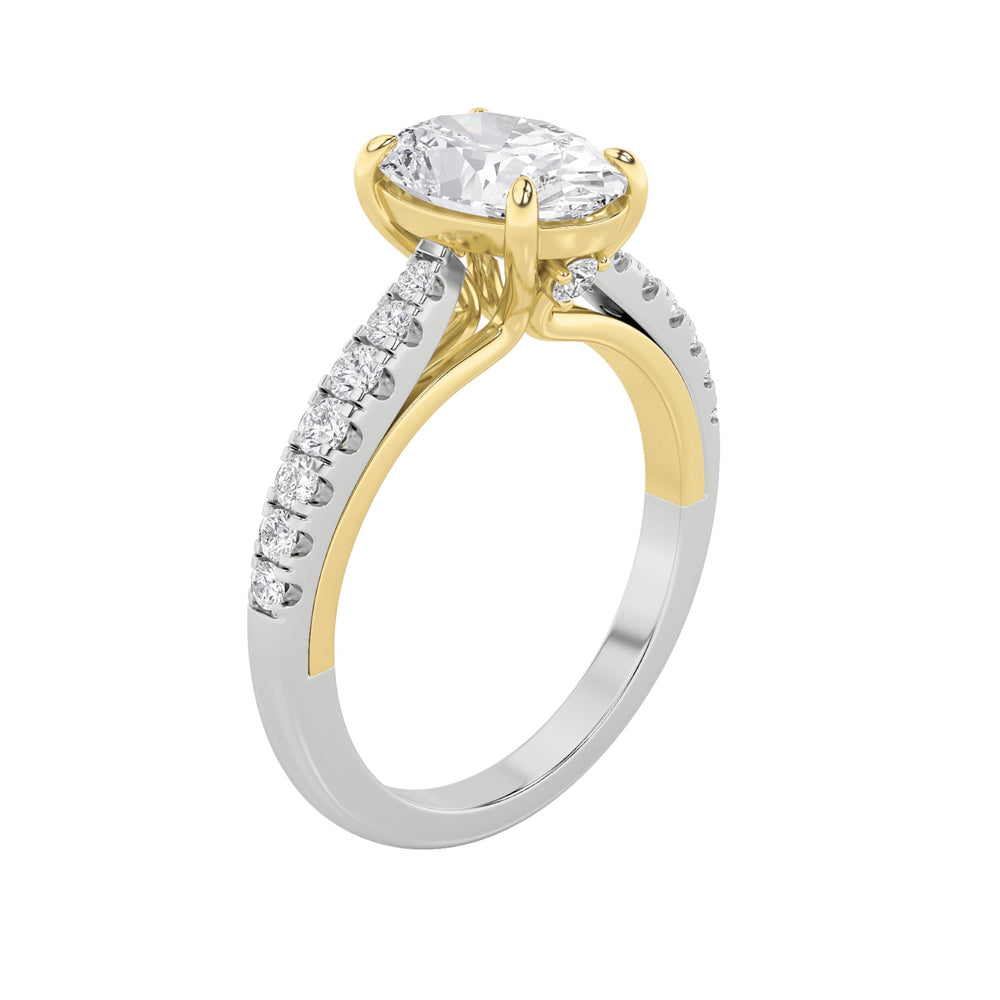 Pavé Band Oval Solitaire — alt