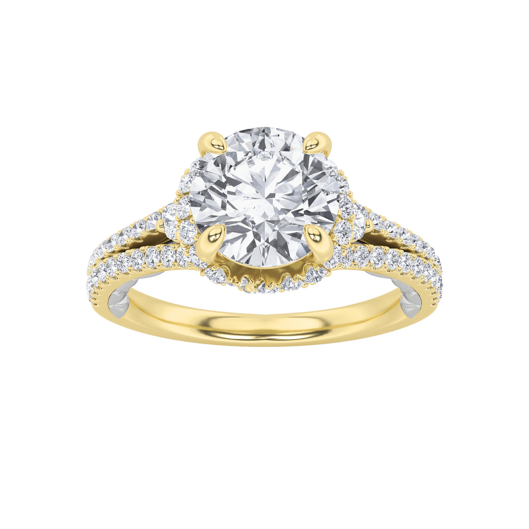 Diamond Halo Pavé Side Solitaire