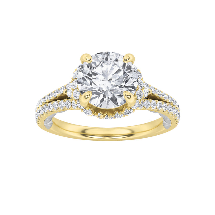 Diamond Halo Pavé Side Solitaire