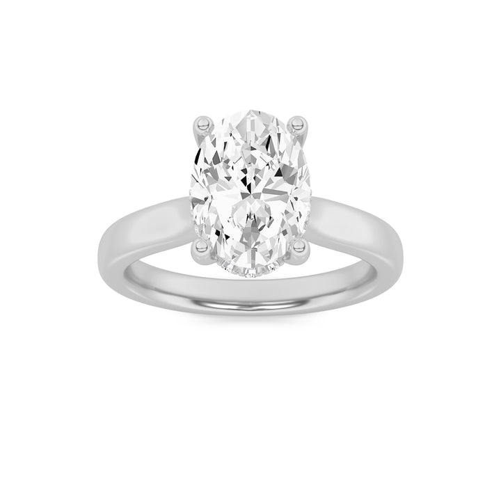 Hidden Halo Oval — 3D Diamond Band in White Gold