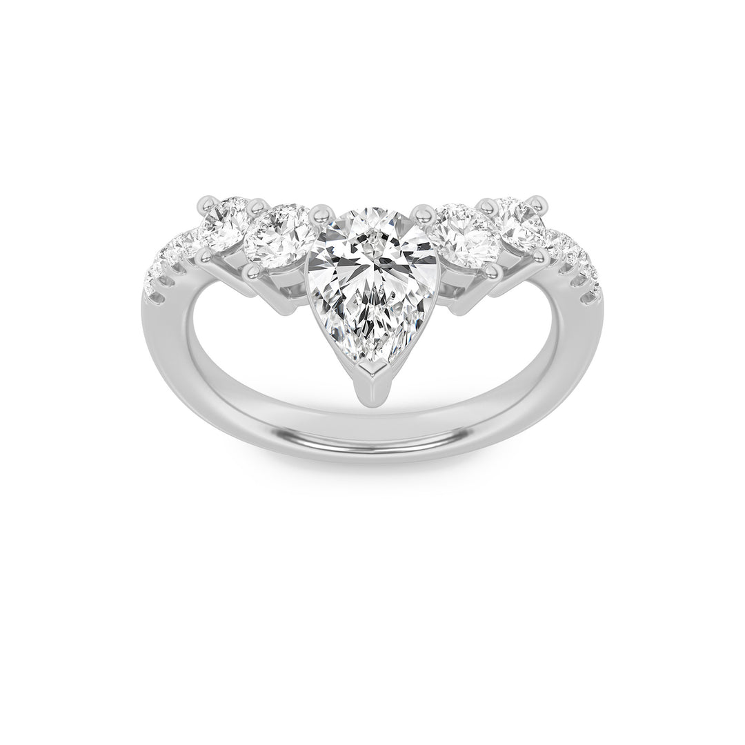 Pear Diamond Anniversary Ring (North-South) in White Gold