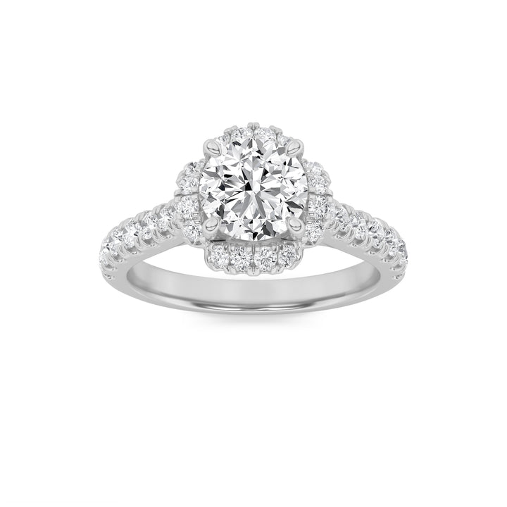 Round Halo Anniversary Ring in White Gold