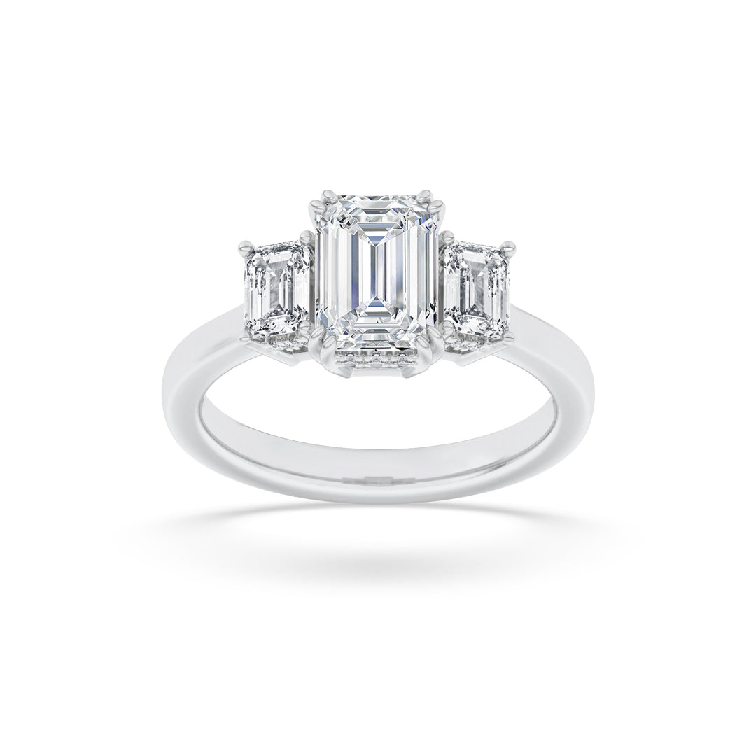 East-West Emerald Trellis Anniversary Ring