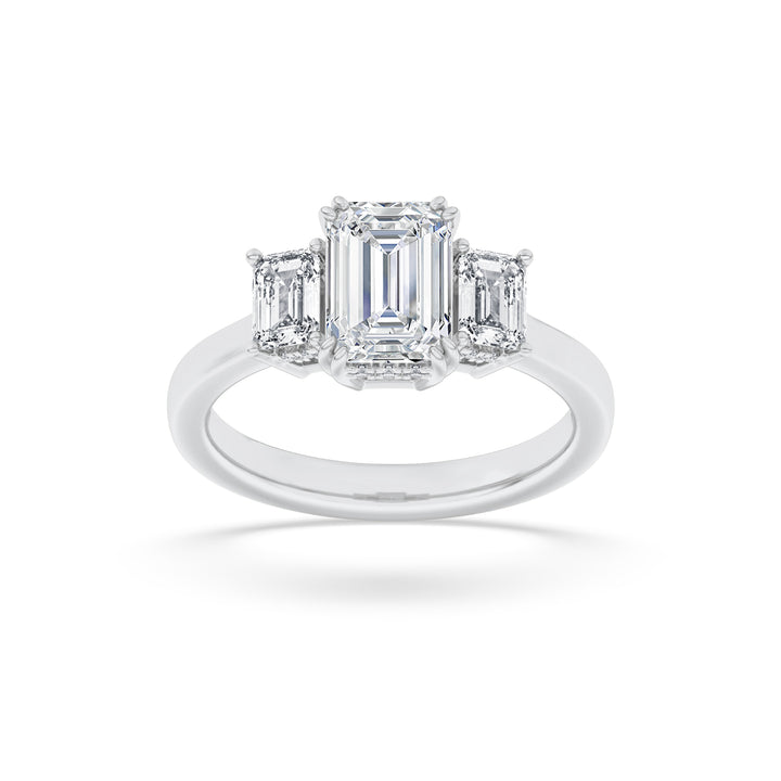 East-West Emerald Trellis Anniversary Ring