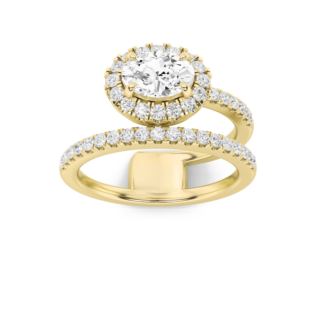 Diamond Halo Pavé Side Solitaire