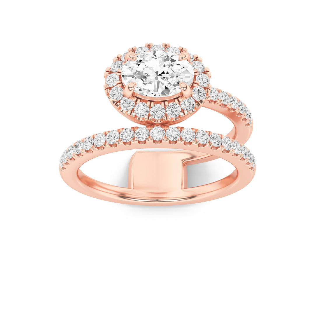 Diamond Halo Pavé Side Solitaire