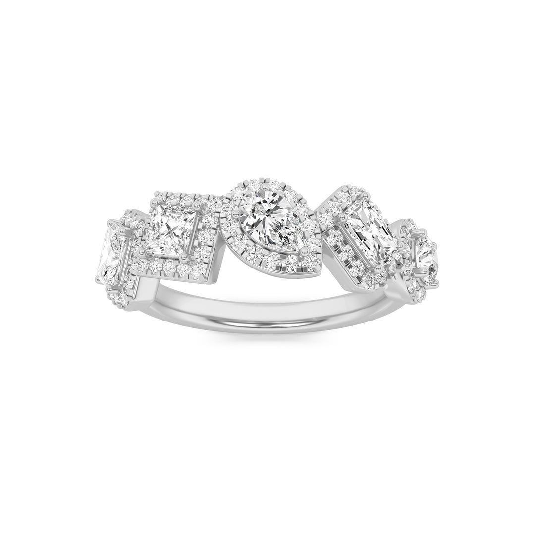 Five Stone Emerald Cut Anniversary Ring in White Gold