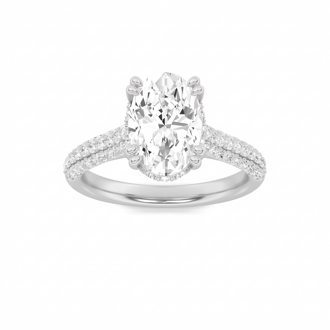 Hidden Halo Oval — 3D Diamond Band