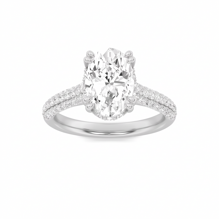 Hidden Halo Oval — 3D Diamond Band