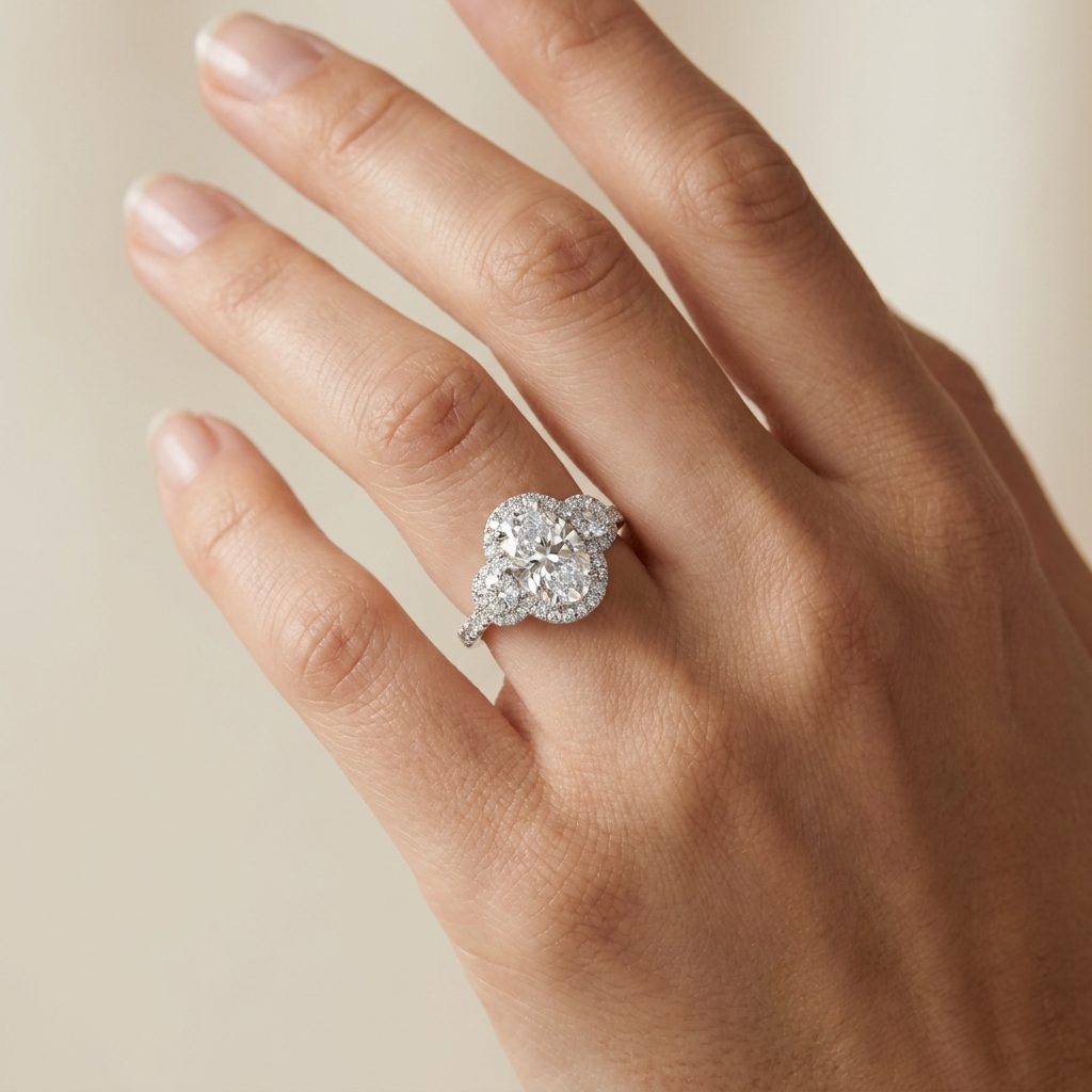 Three-Stone Oval — Oval Side Stones