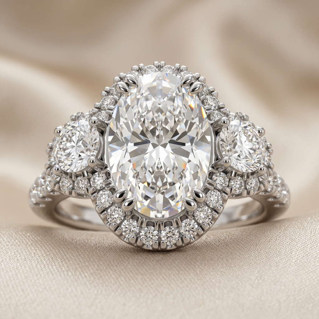 Three-Stone Oval — Oval Side Stones