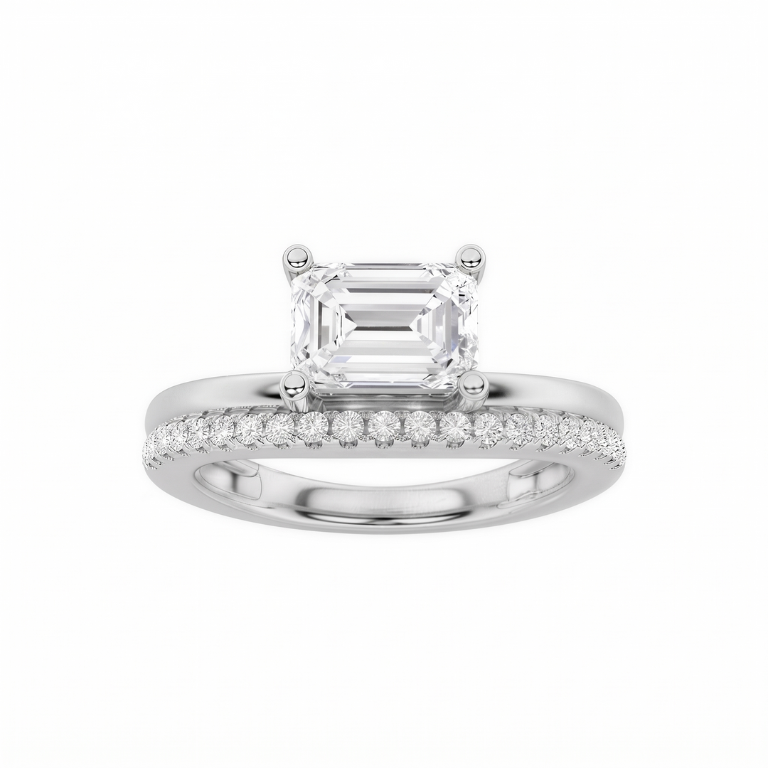 Diamond Halo Pavé Side Solitaire