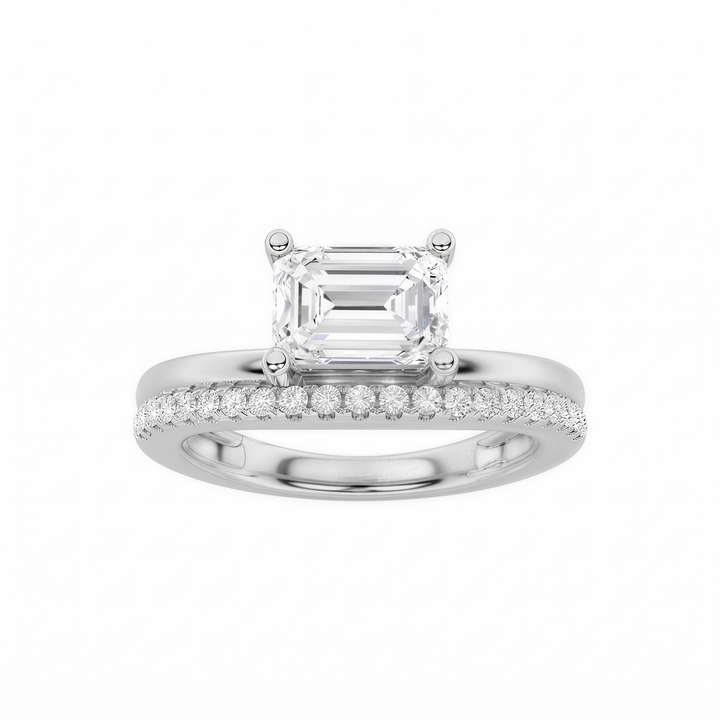 Diamond Halo Pavé Side Solitaire