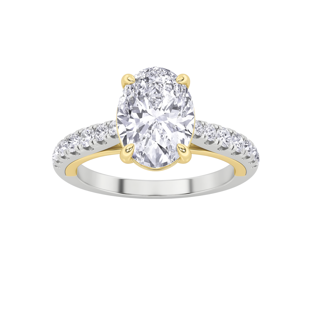 Pavé Band Oval Solitaire