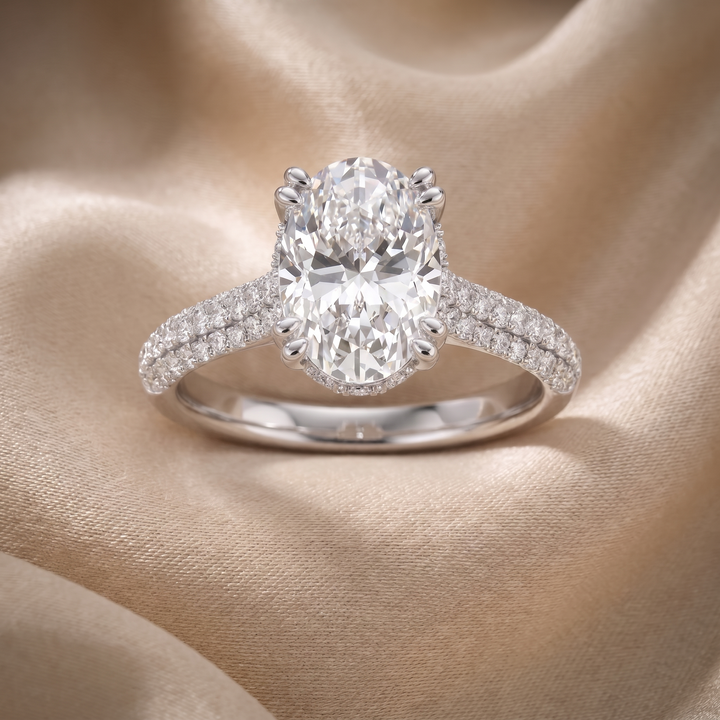 Hidden Halo Oval — 3D Diamond Band