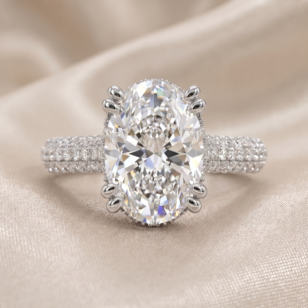 Hidden Halo Oval — 3D Diamond Band