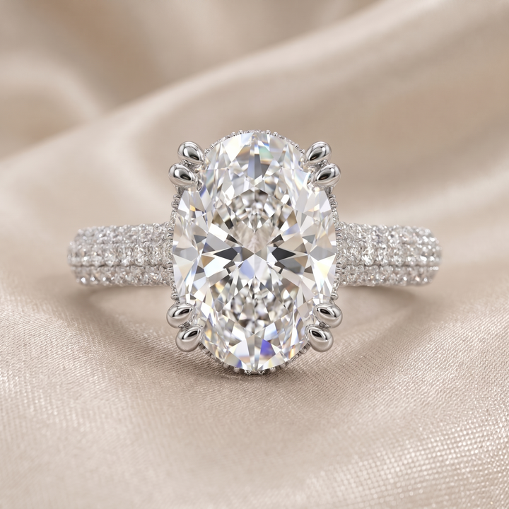 Hidden Halo Oval — 3D Diamond Band