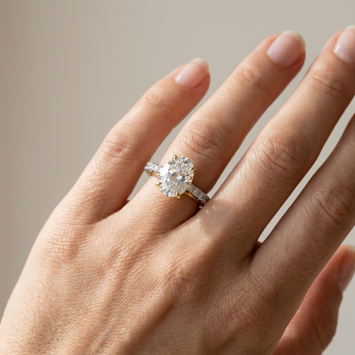 Pavé Band Oval Solitaire