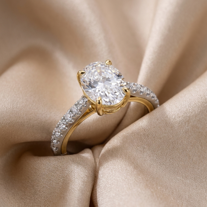 Pavé Band Oval Solitaire