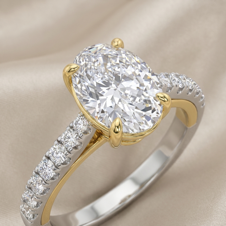 Pavé Band Oval Solitaire
