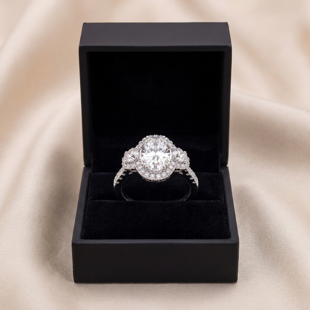 Three-Stone Oval — Oval Side Stones