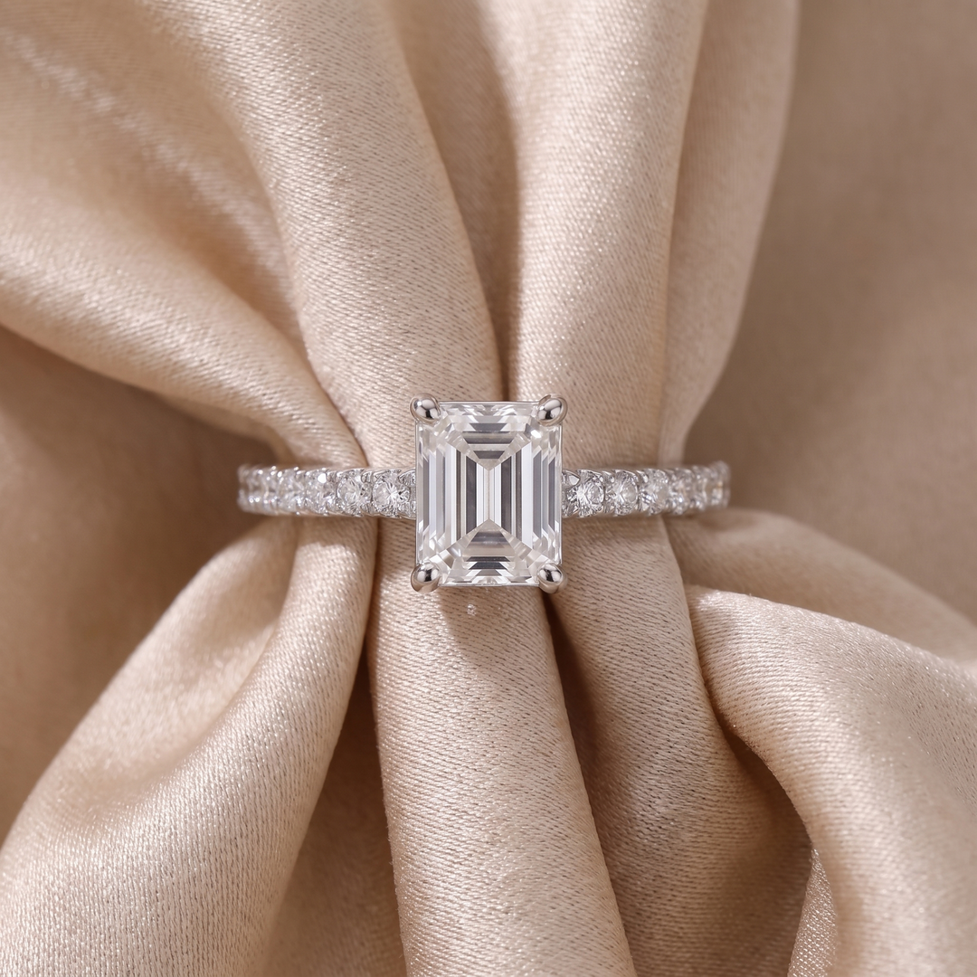 Diamond Halo Pavé Side Solitaire