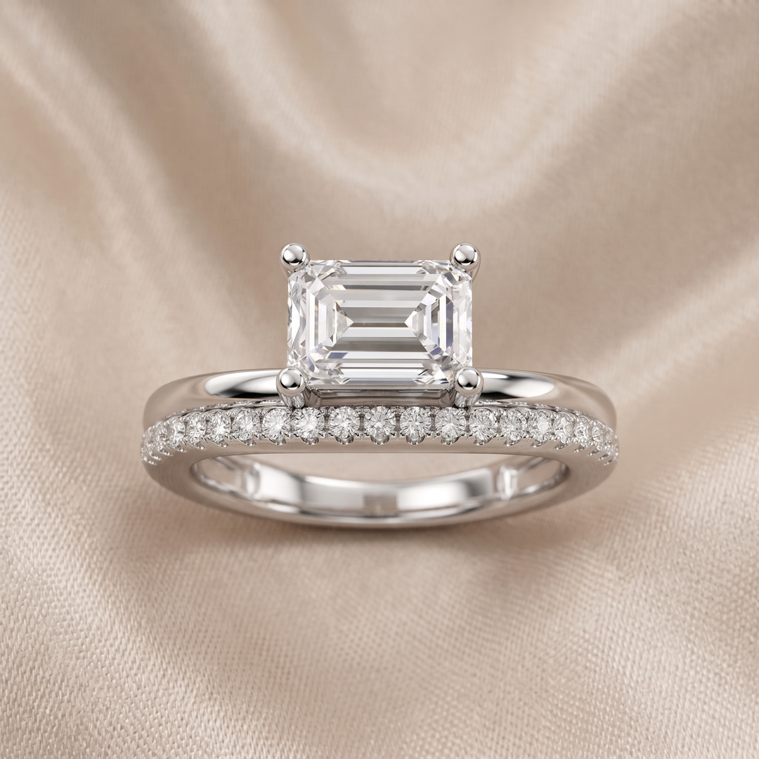 Diamond Halo Pavé Side Solitaire