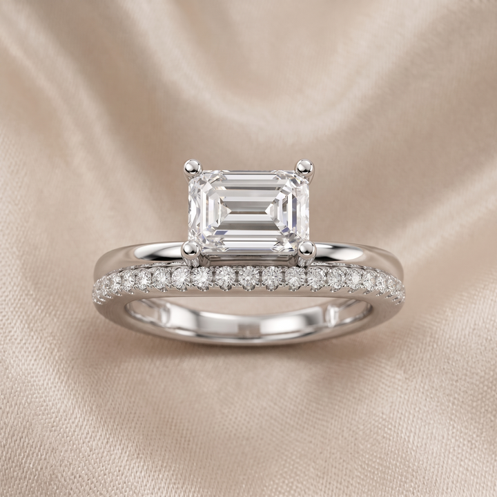 Diamond Halo Pavé Side Solitaire