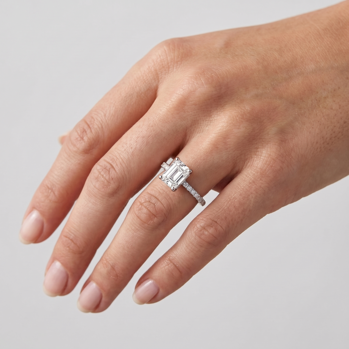 Diamond Halo Pavé Side Solitaire