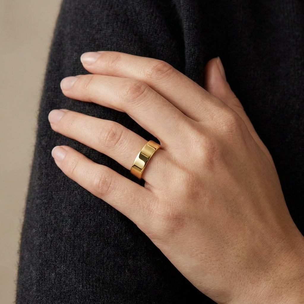 Plain Polished Gold Band — Men&