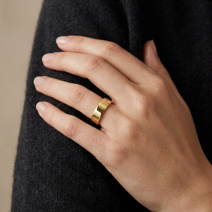 Plain Polished Gold Band — Men&