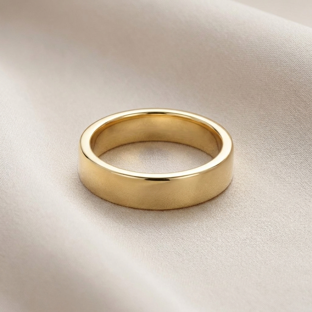 Plain Polished Gold Band — Men&