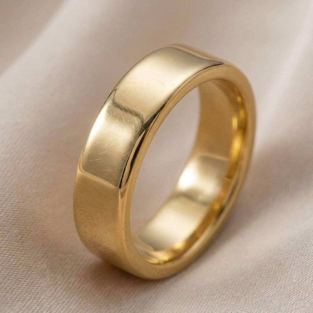 Plain Polished Gold Band — Men&